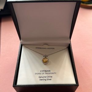 Brand New Sterling Silver Genuine Citrine (Stone of Prosperity) Neckless